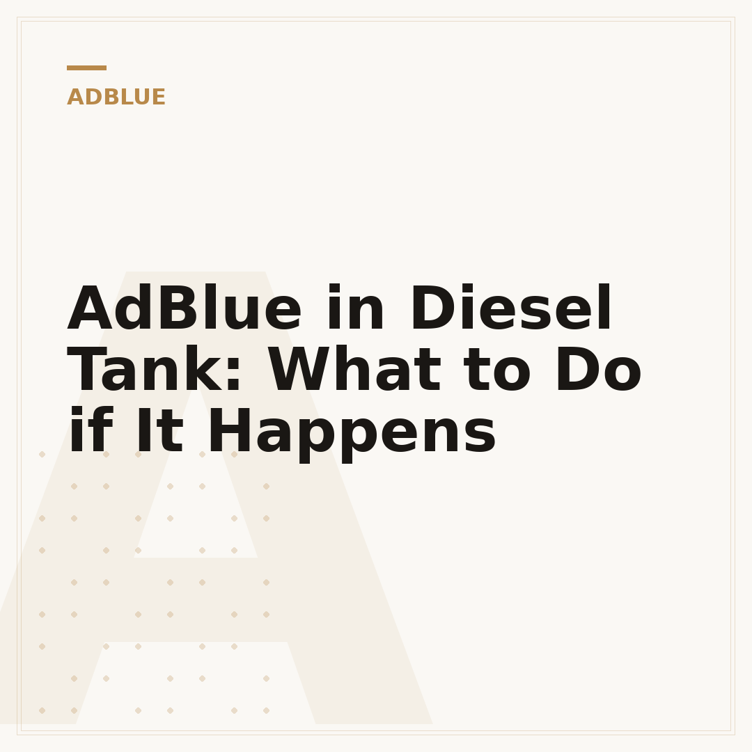 AdBlue in Diesel Tank: What to Do if It Happens