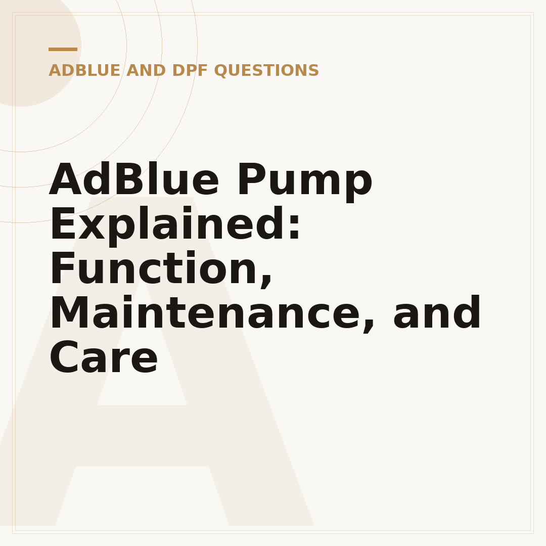 AdBlue Pump Explained: Function, Maintenance, and Care