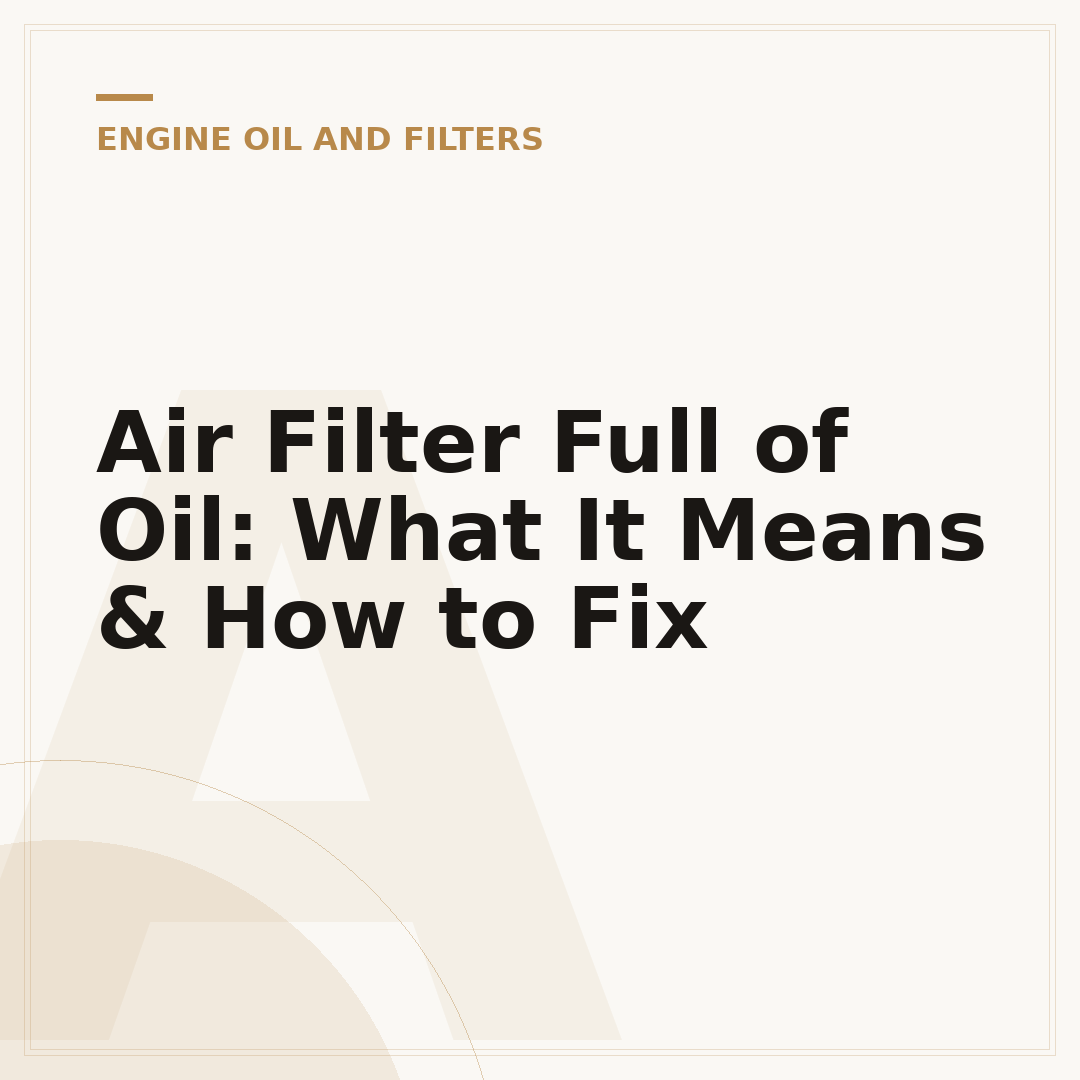 Air Filter Full of Oil: What It Means & How to Fix
