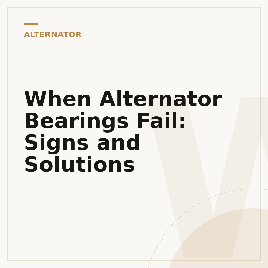 When Alternator Bearings Fail: Signs and Solutions