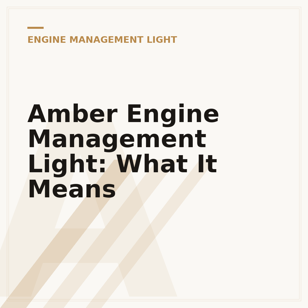 Amber Engine Management Light: What It Means