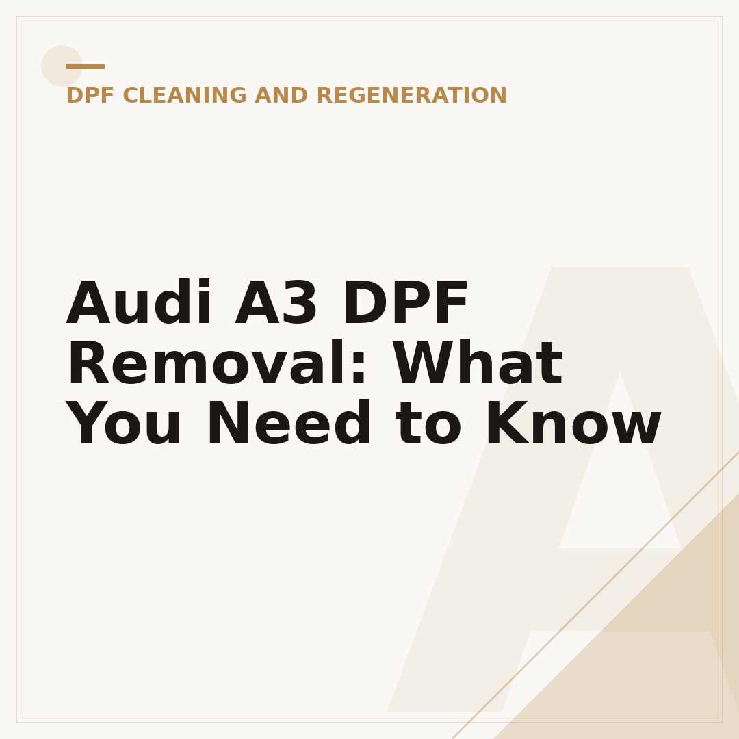 Audi A3 DPF Removal: What You Need to Know