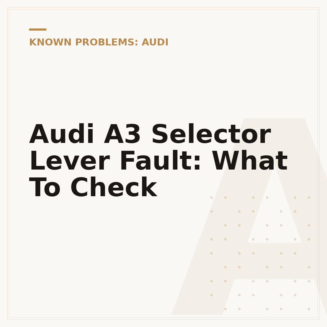 Audi A3 Selector Lever Fault: What To Check