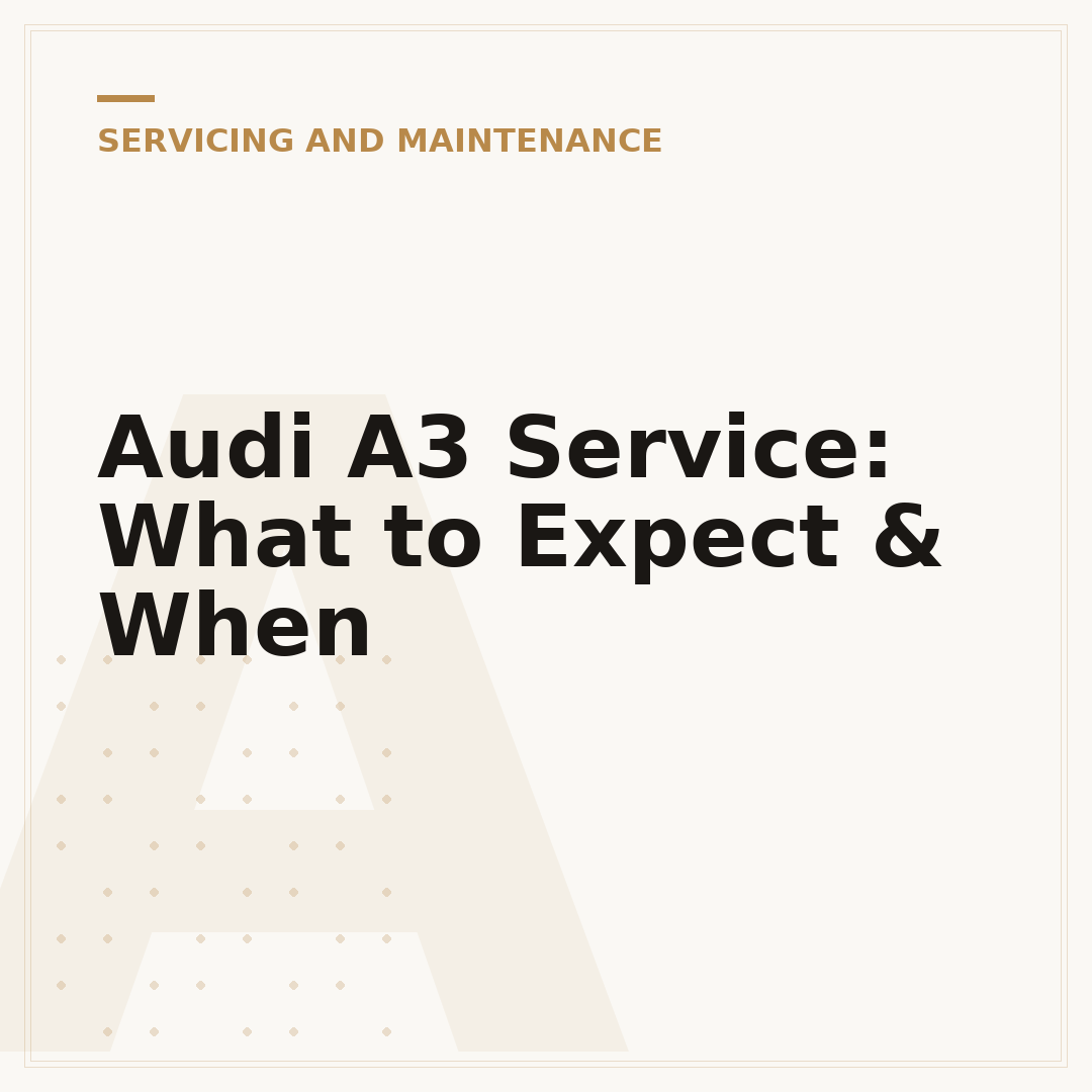 Audi A3 Service: What to Expect & When