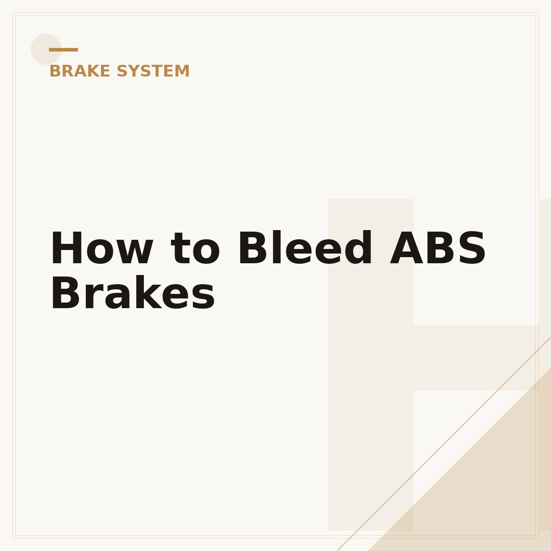 How to Bleed ABS Brakes
