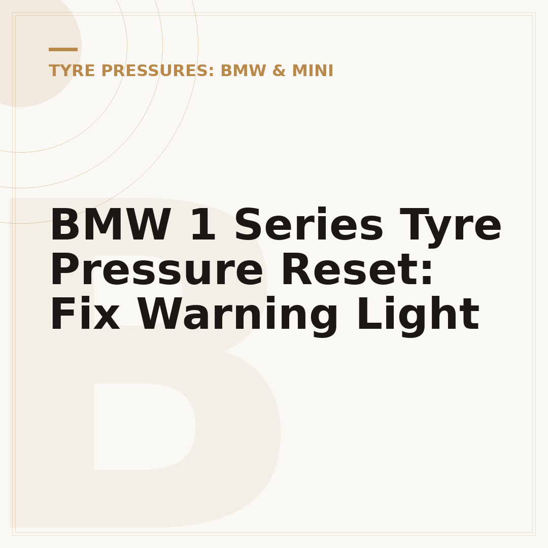 BMW 1 Series Tyre Pressure Reset: Fix Warning Light