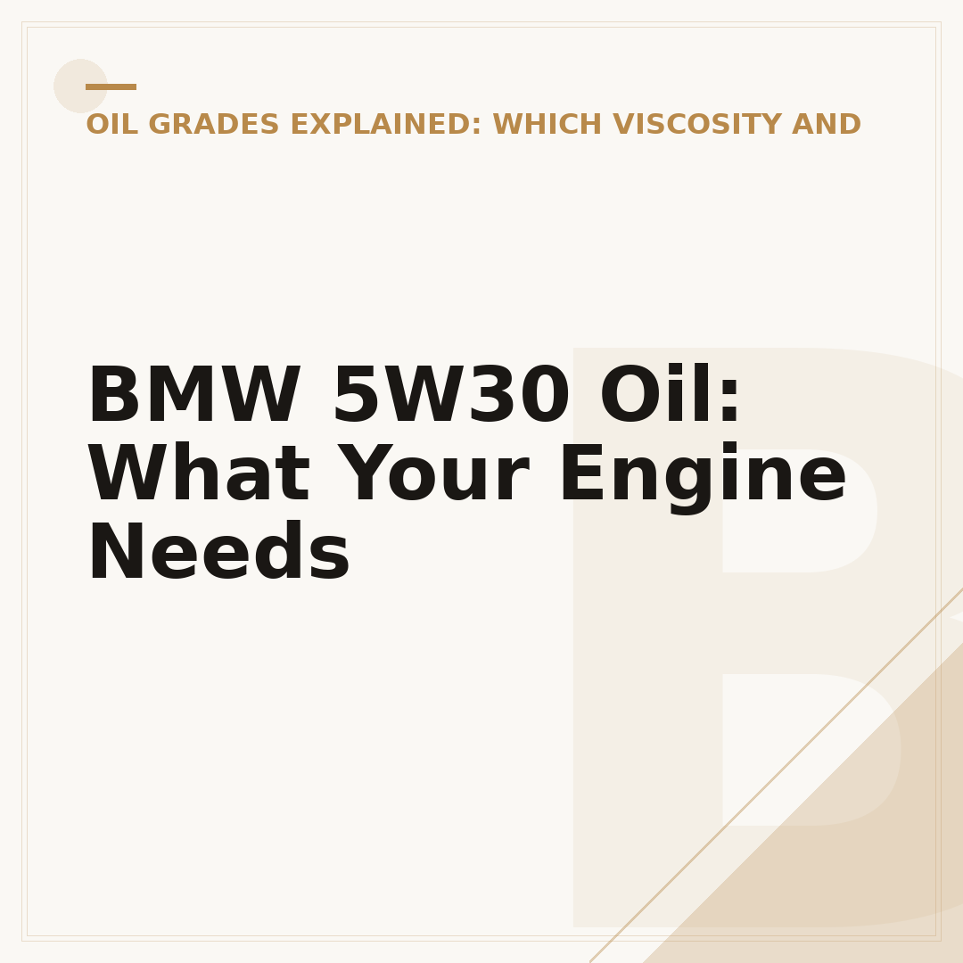 BMW 5W30 Oil: What Your Engine Needs