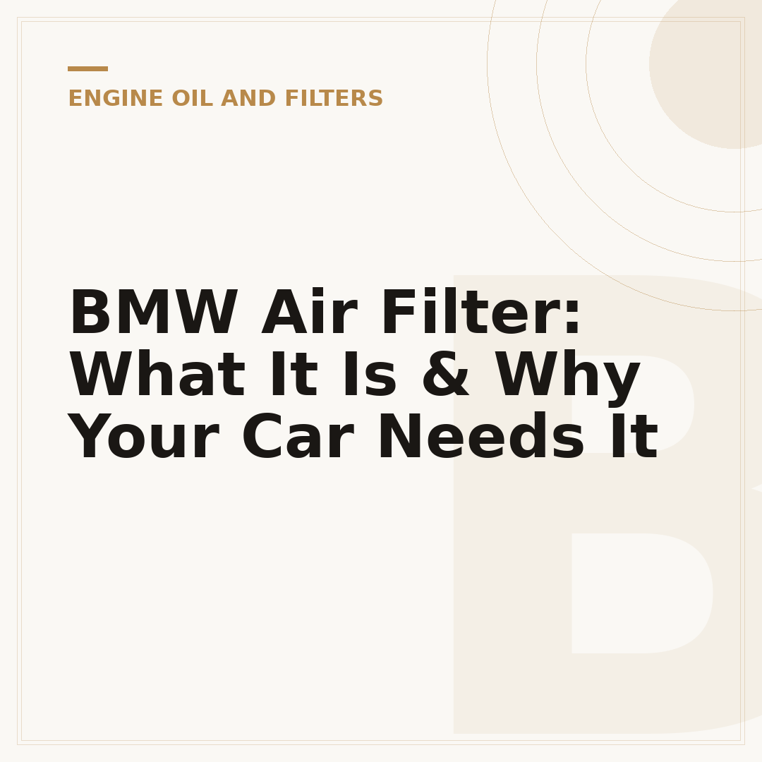 BMW Air Filter: What It Is & Why Your Car Needs It