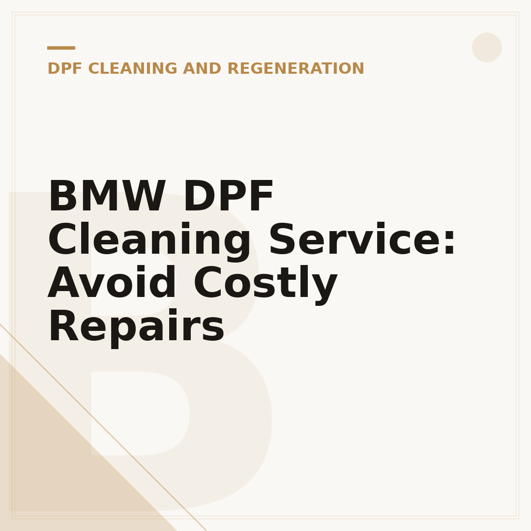 BMW DPF Cleaning Service: Avoid Costly Repairs