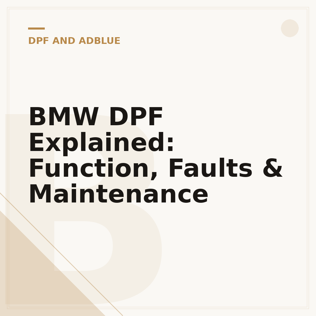 BMW DPF Explained: Function, Faults & Maintenance