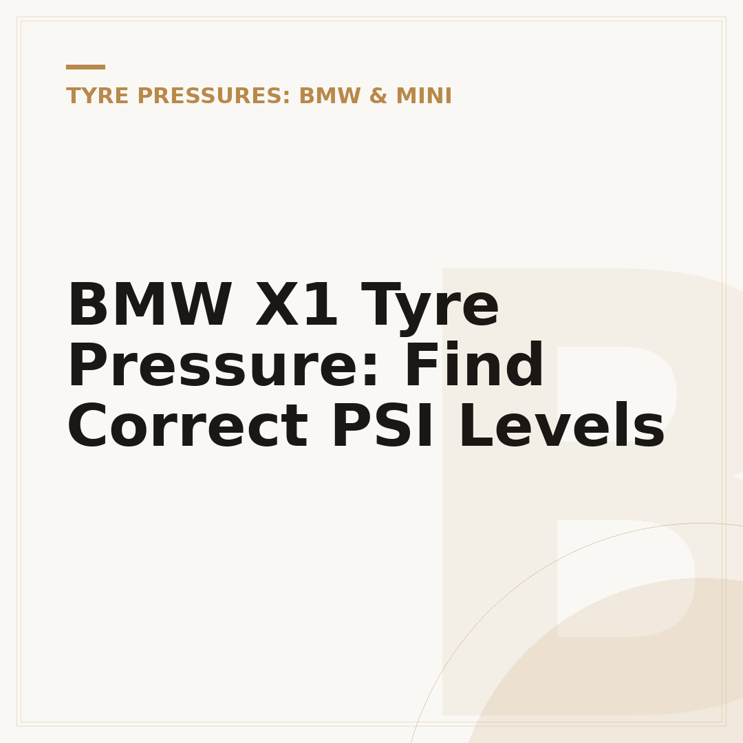 BMW X1 Tyre Pressure: Find Correct PSI Levels