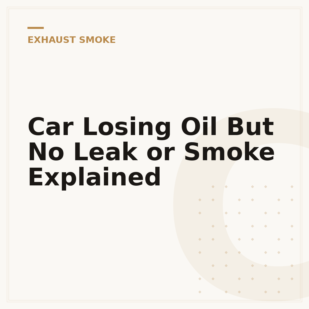 Car Losing Oil But No Leak or Smoke Explained