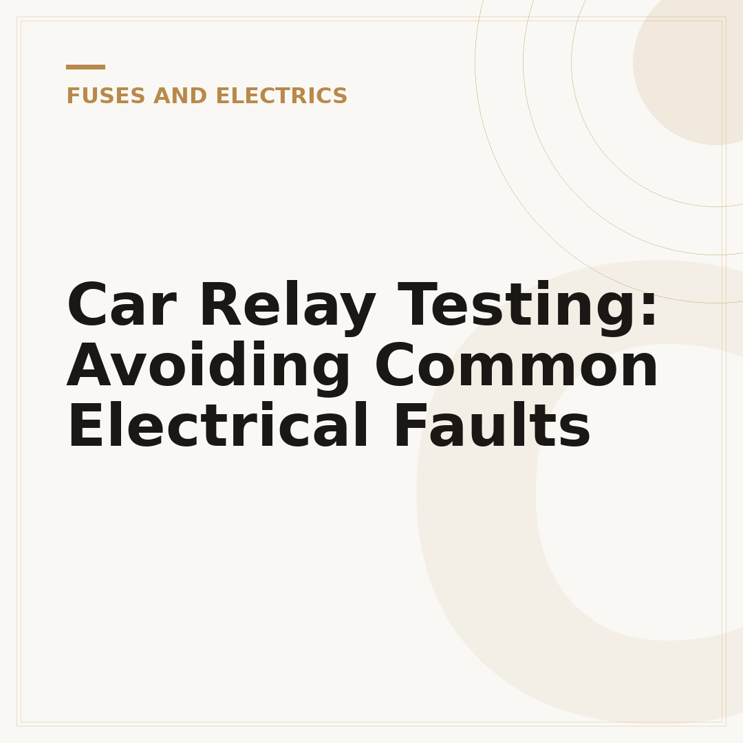 Car Relay Testing: Avoiding Common Electrical Faults