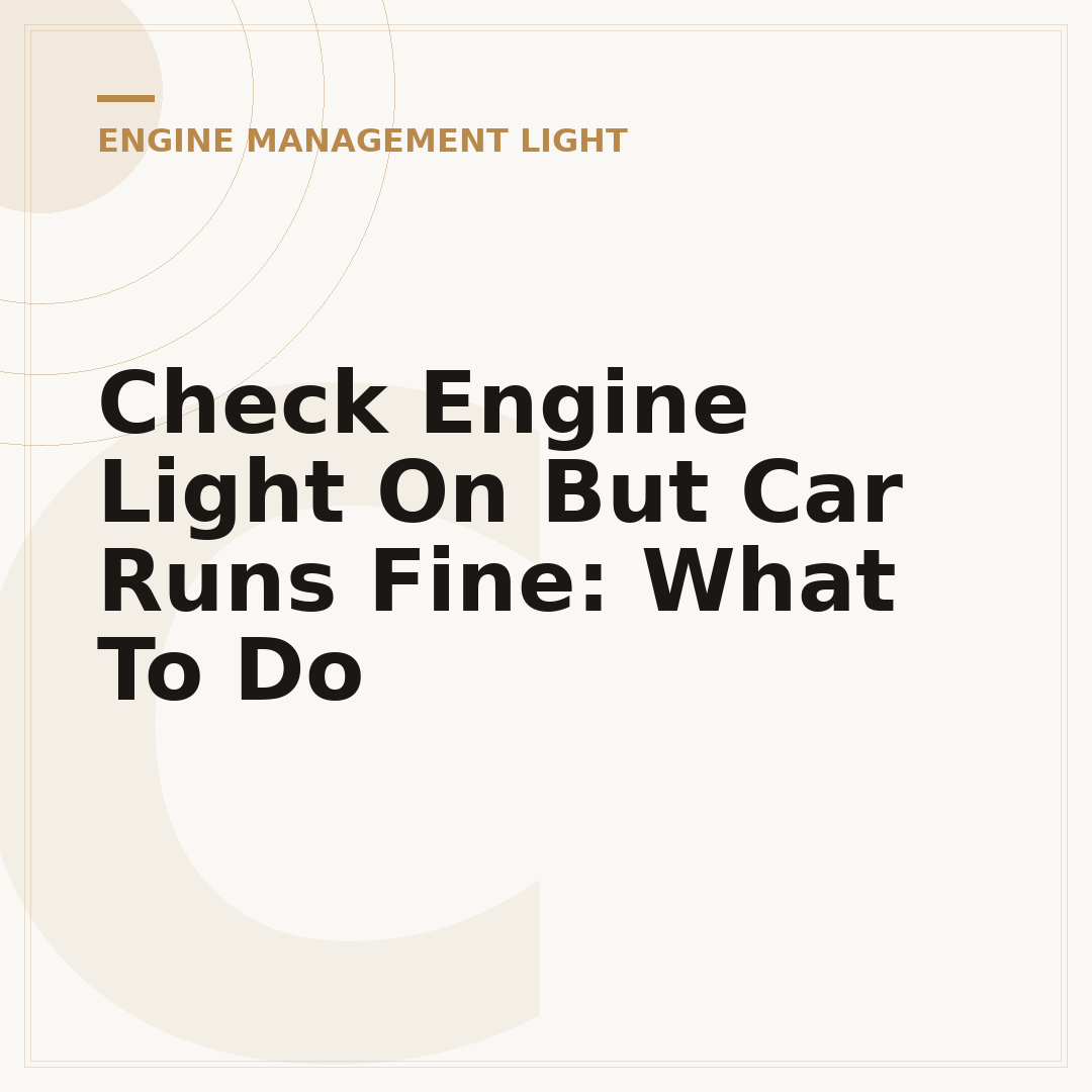 Check Engine Light On But Car Runs Fine: What To Do