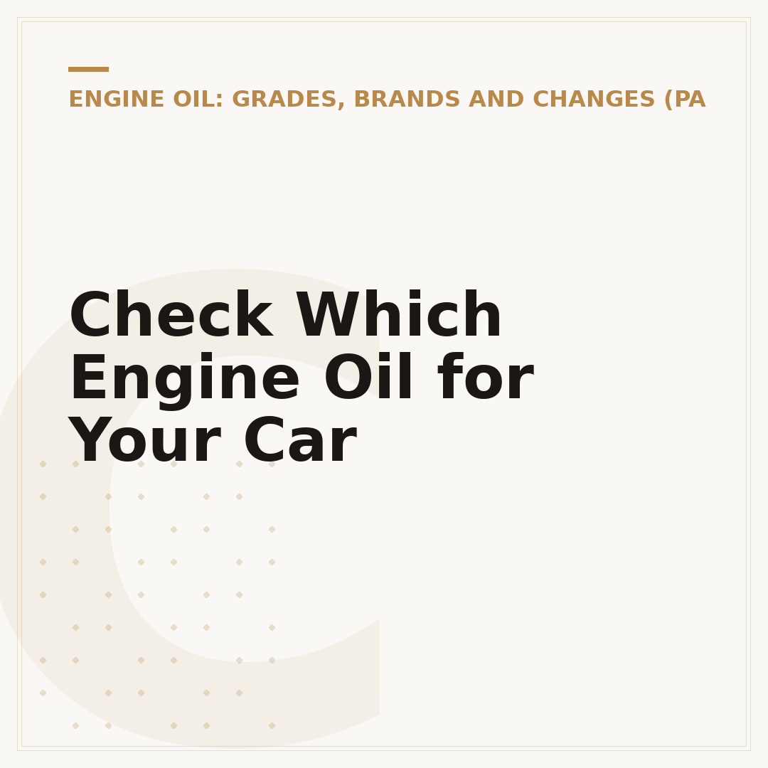 Check Which Engine Oil for Your Car