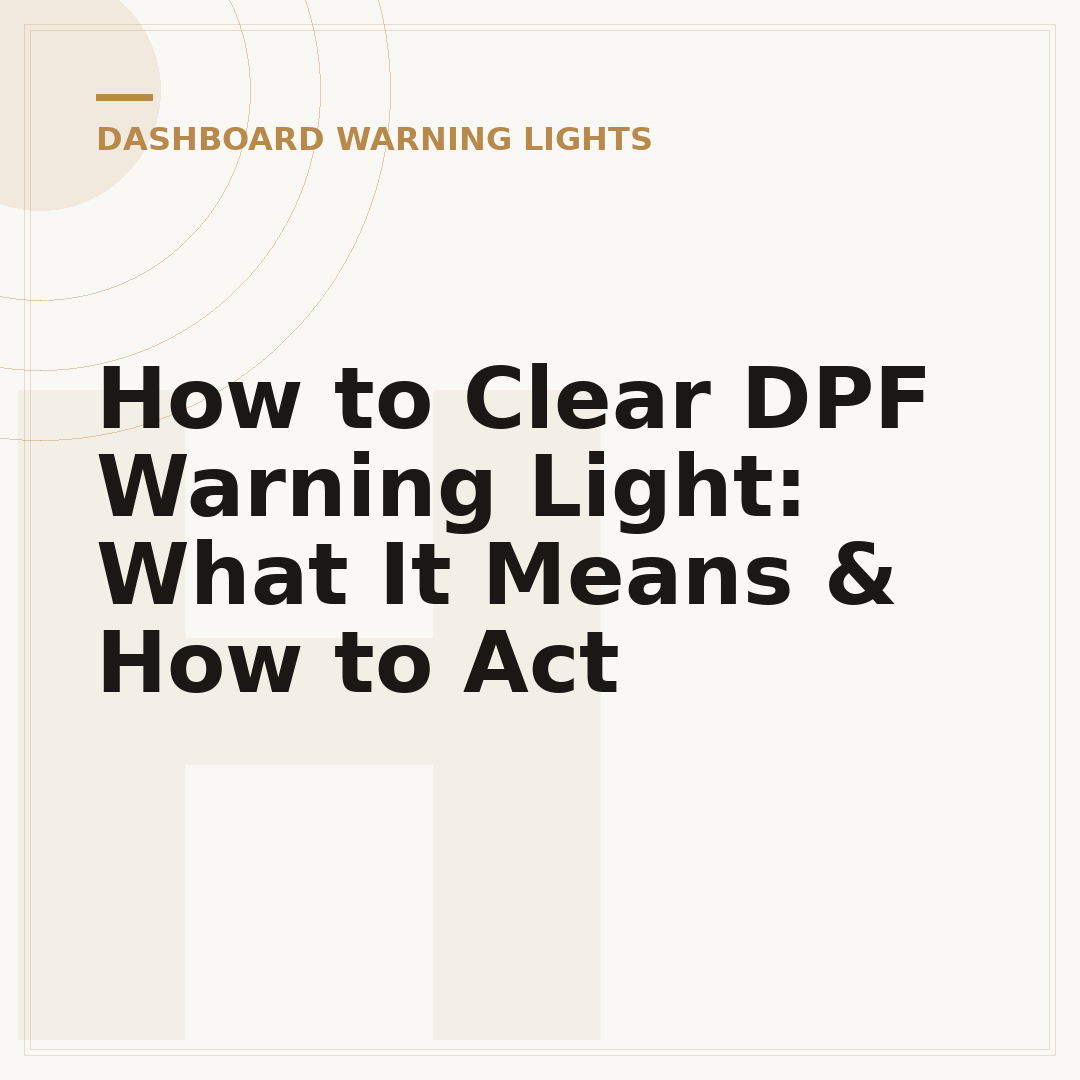 How to Clear DPF Warning Light: What It Means & How to Act