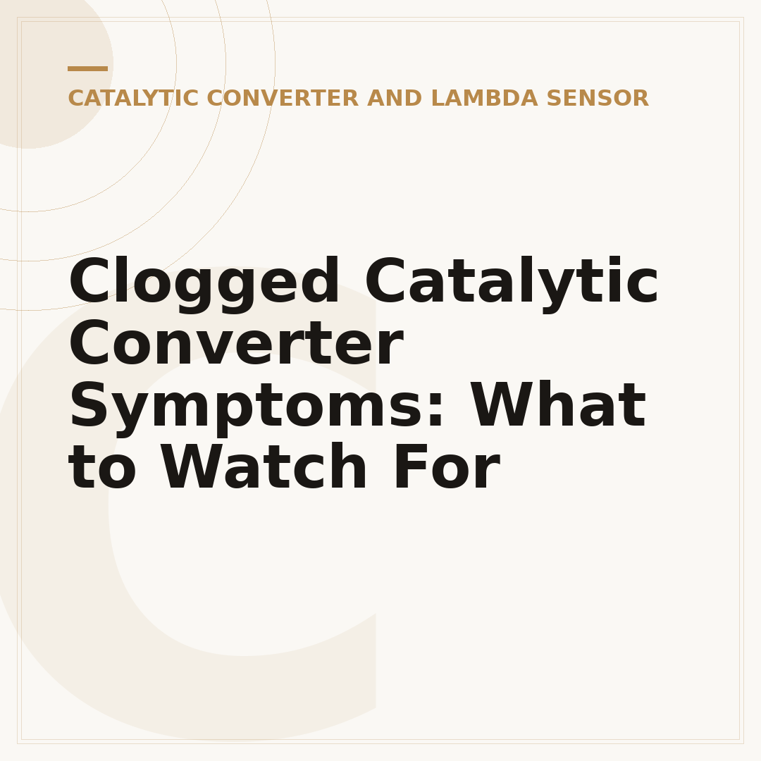 Clogged Catalytic Converter Symptoms: What to Watch For