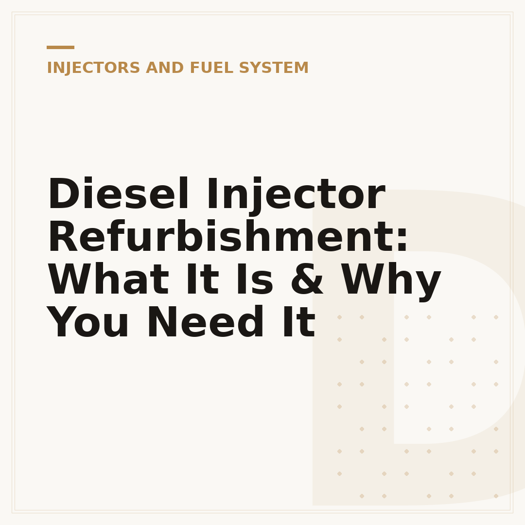 Diesel Injector Refurbishment: What It Is & Why You Need It