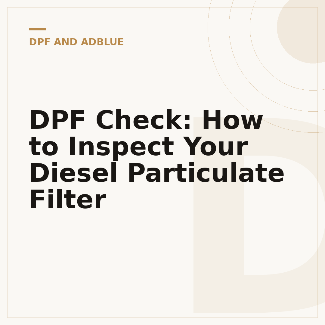 DPF Check: How to Inspect Your Diesel Particulate Filter
