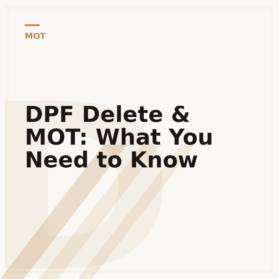 DPF Delete & MOT: What You Need to Know