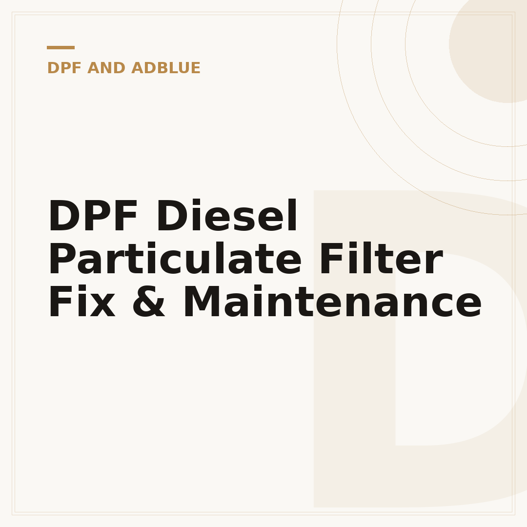 DPF Diesel Particulate Filter Fix & Maintenance
