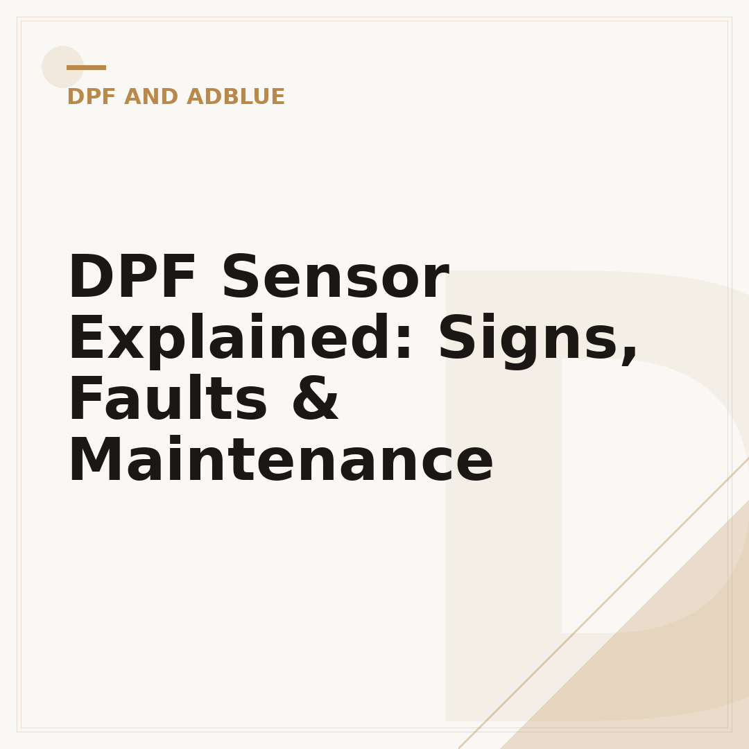 DPF Sensor Explained: Signs, Faults & Maintenance