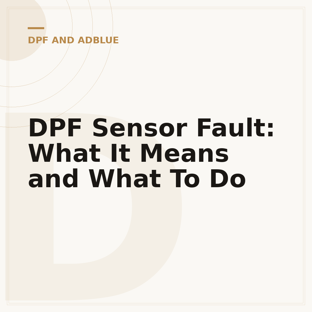DPF Sensor Fault: What It Means and What To Do