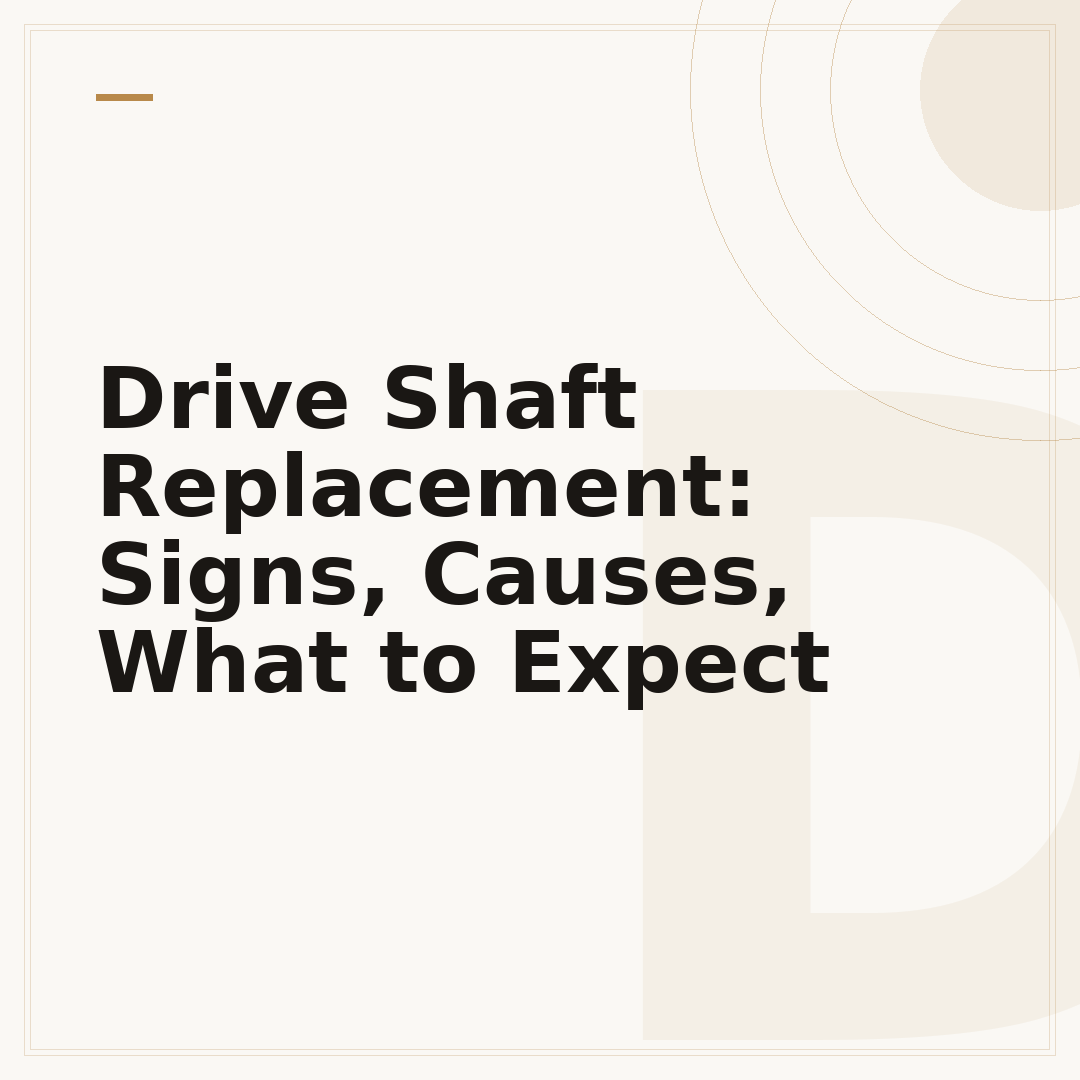 Drive Shaft Replacement: Signs, Causes, What to Expect