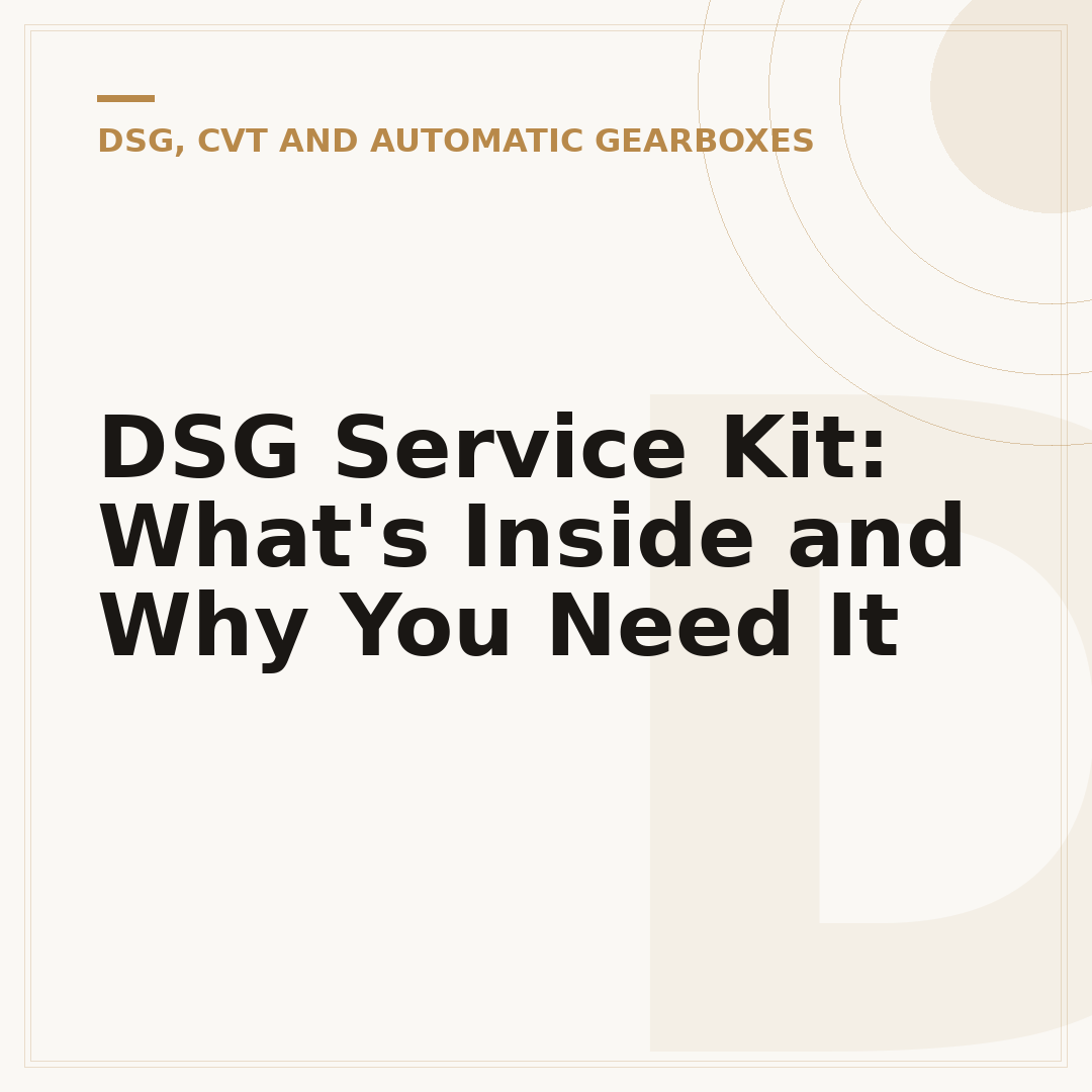 DSG Service Kit: What's Inside and Why You Need It