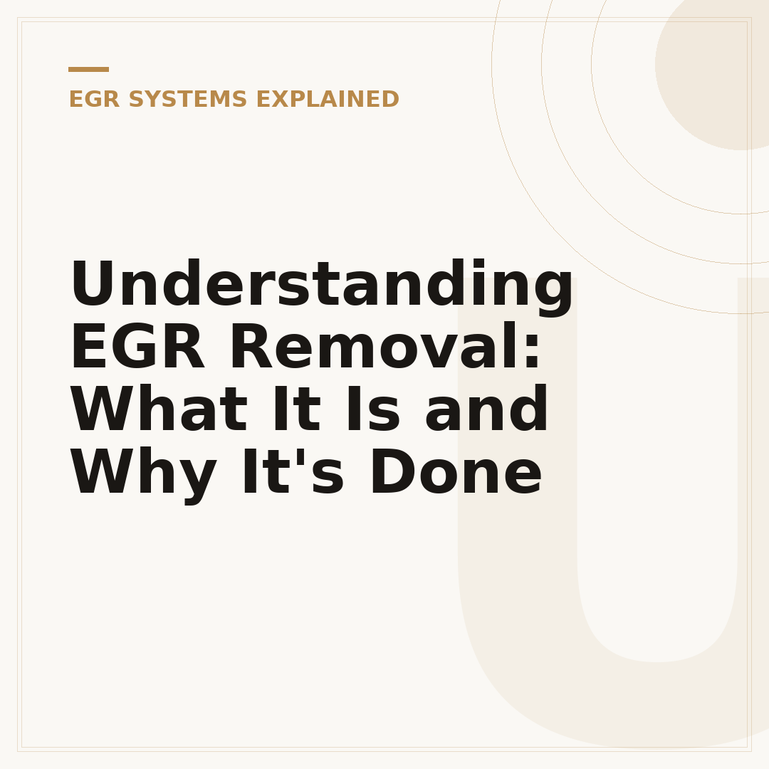Understanding EGR Removal: What It Is and Why It's Done