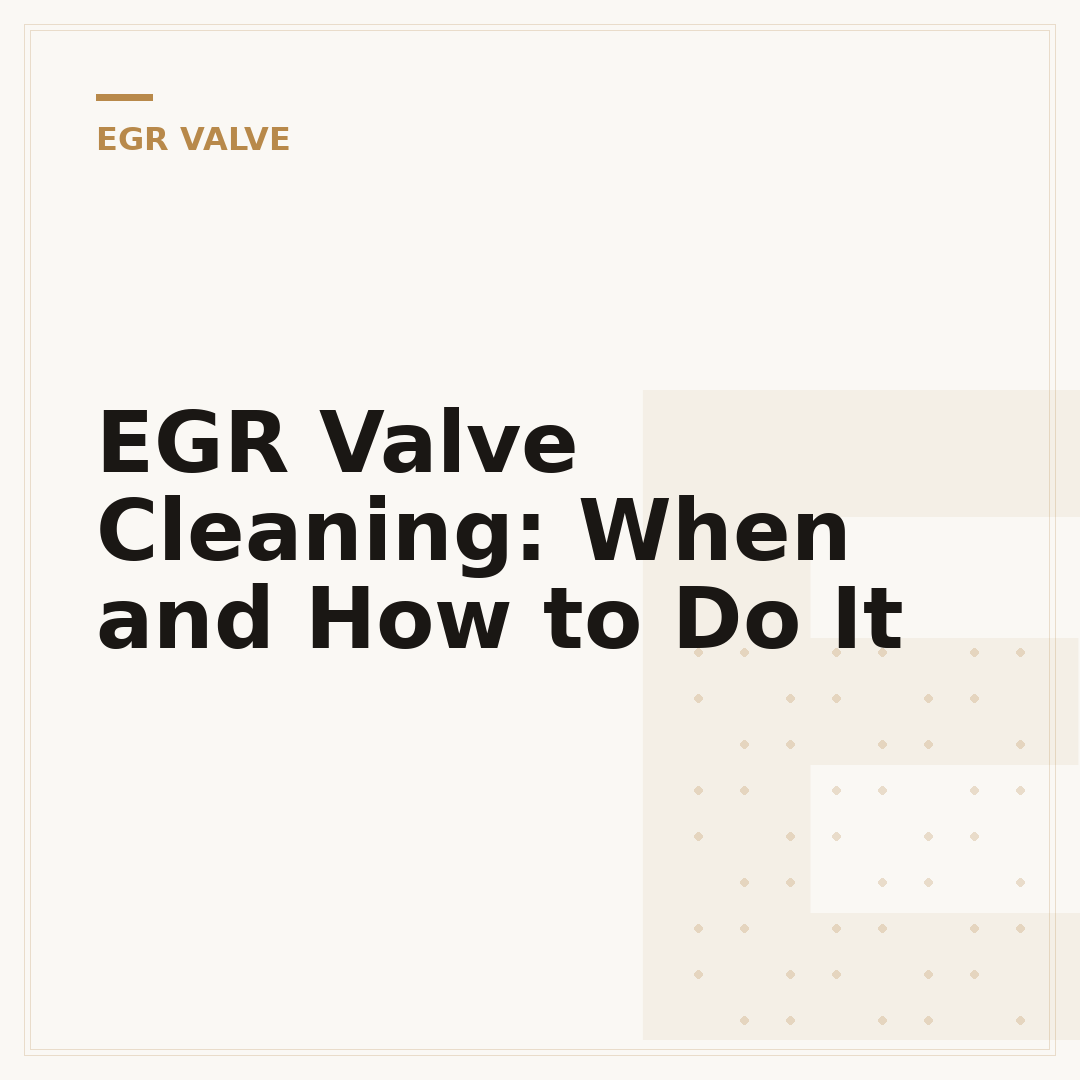 EGR Valve Cleaning: When and How to Do It