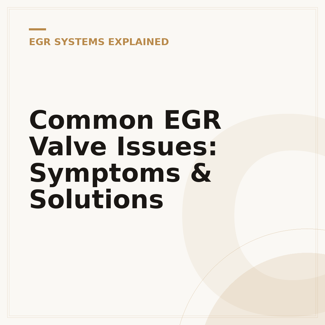 Common EGR Valve Issues: Symptoms & Solutions