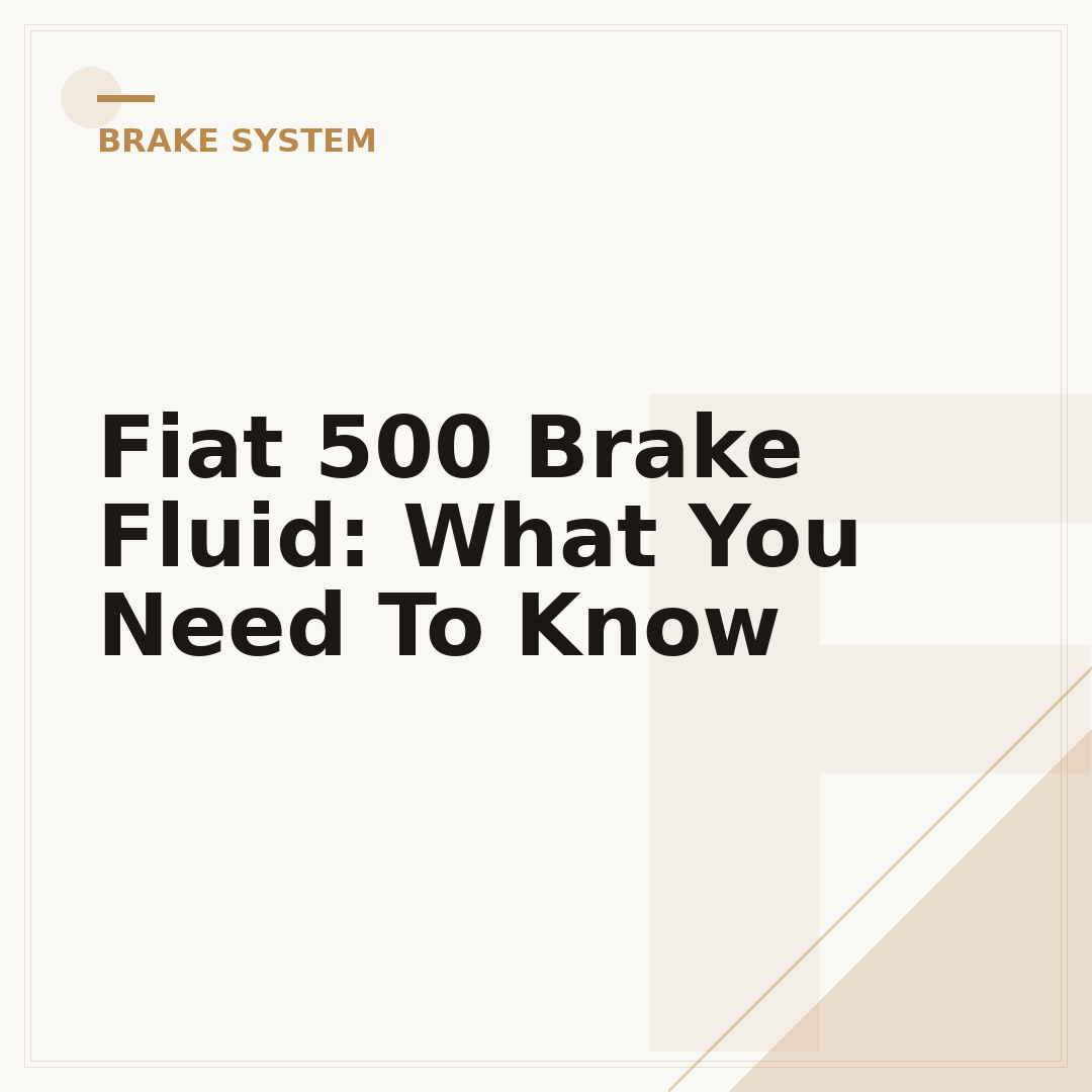 Fiat 500 Brake Fluid: What You Need To Know
