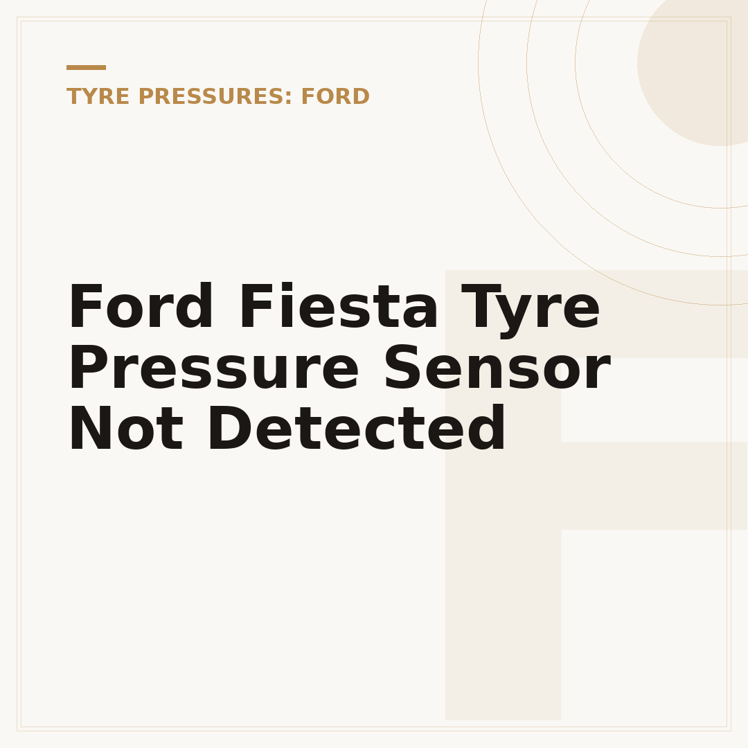 Ford Fiesta Tyre Pressure Sensor Not Detected