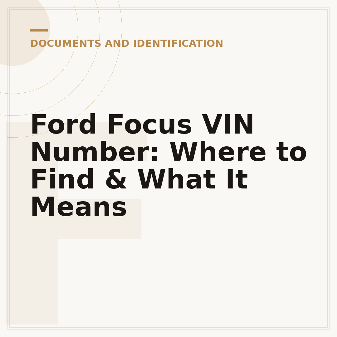 Ford Focus VIN Number: Where to Find & What It Means