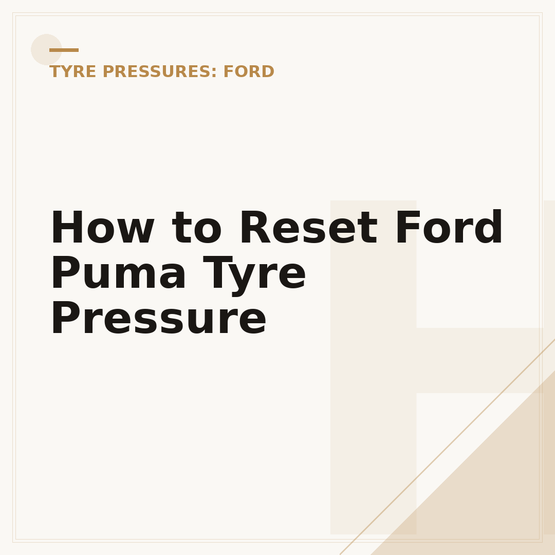 How to Reset Ford Puma Tyre Pressure