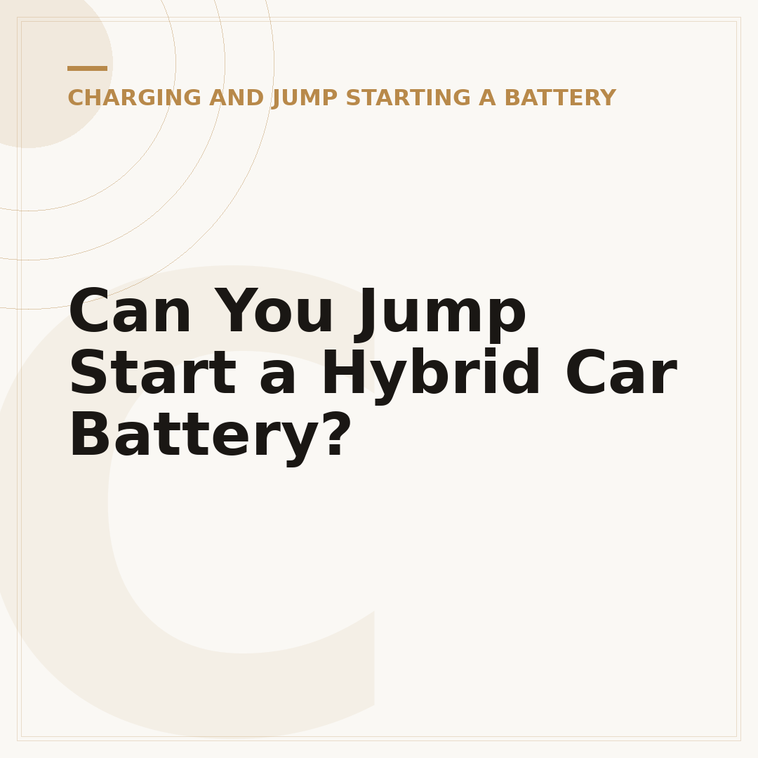 Can You Jump Start a Hybrid Car Battery?