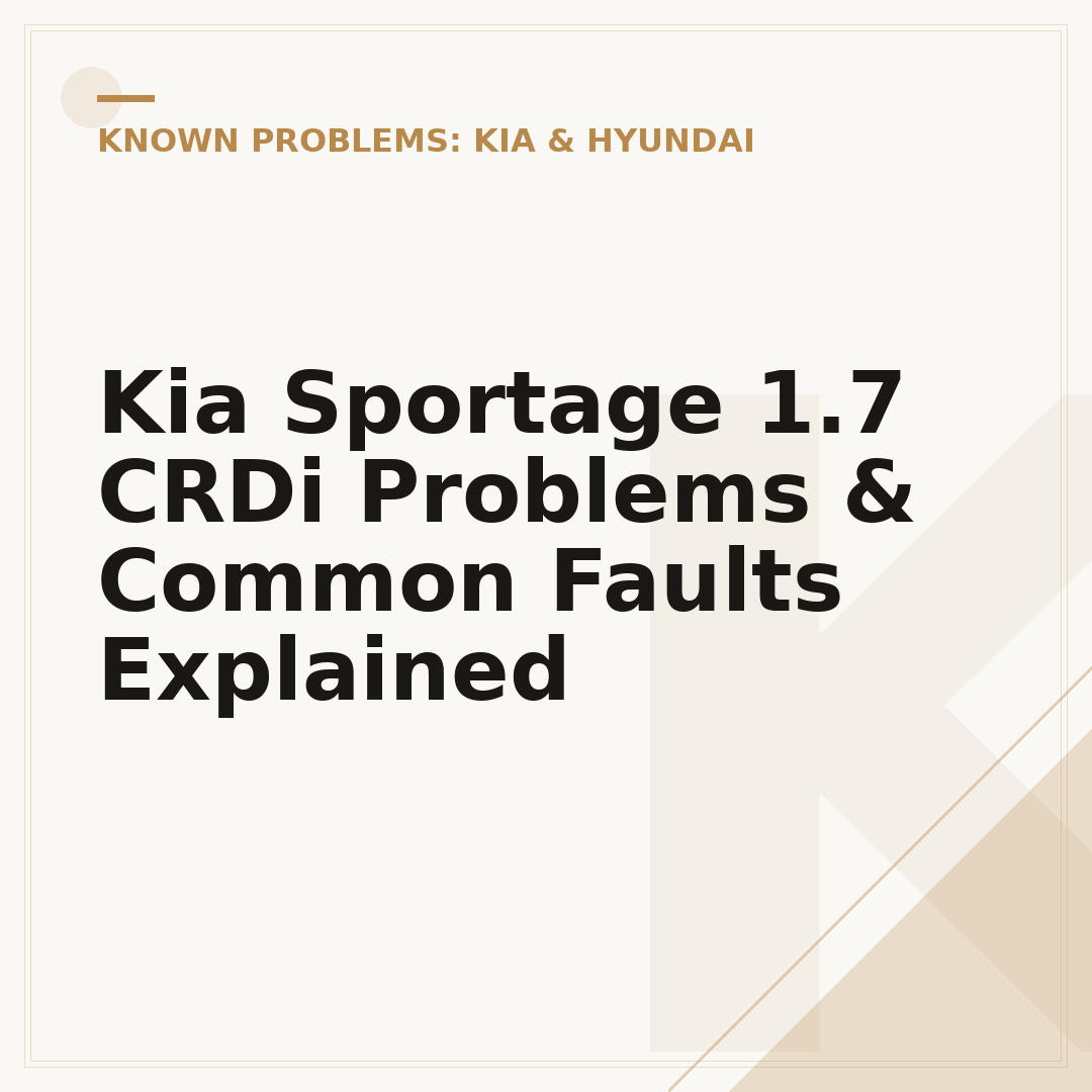 Kia Sportage 1.7 CRDi Problems & Common Faults Explained
