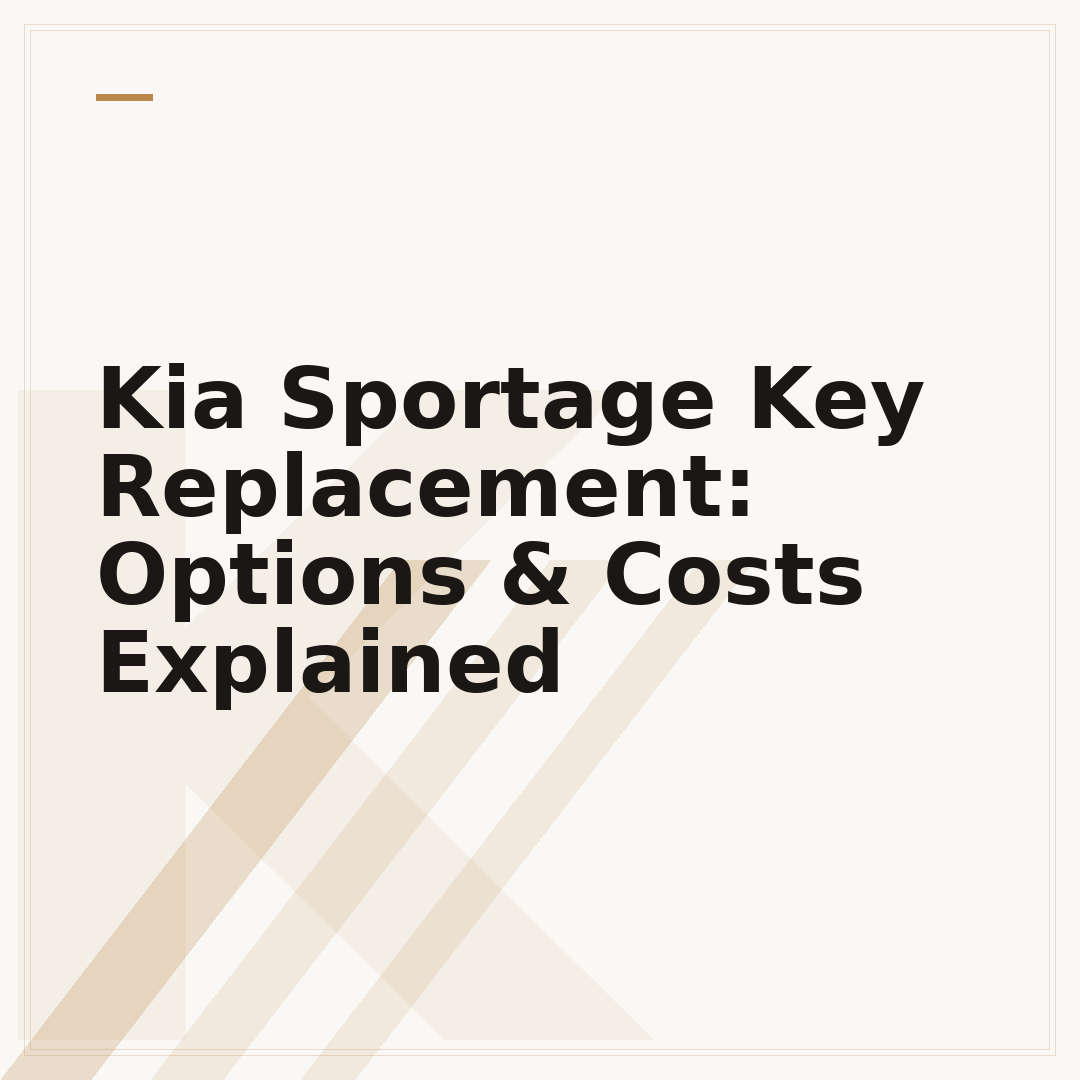 Kia Sportage Key Replacement: Options & Costs Explained