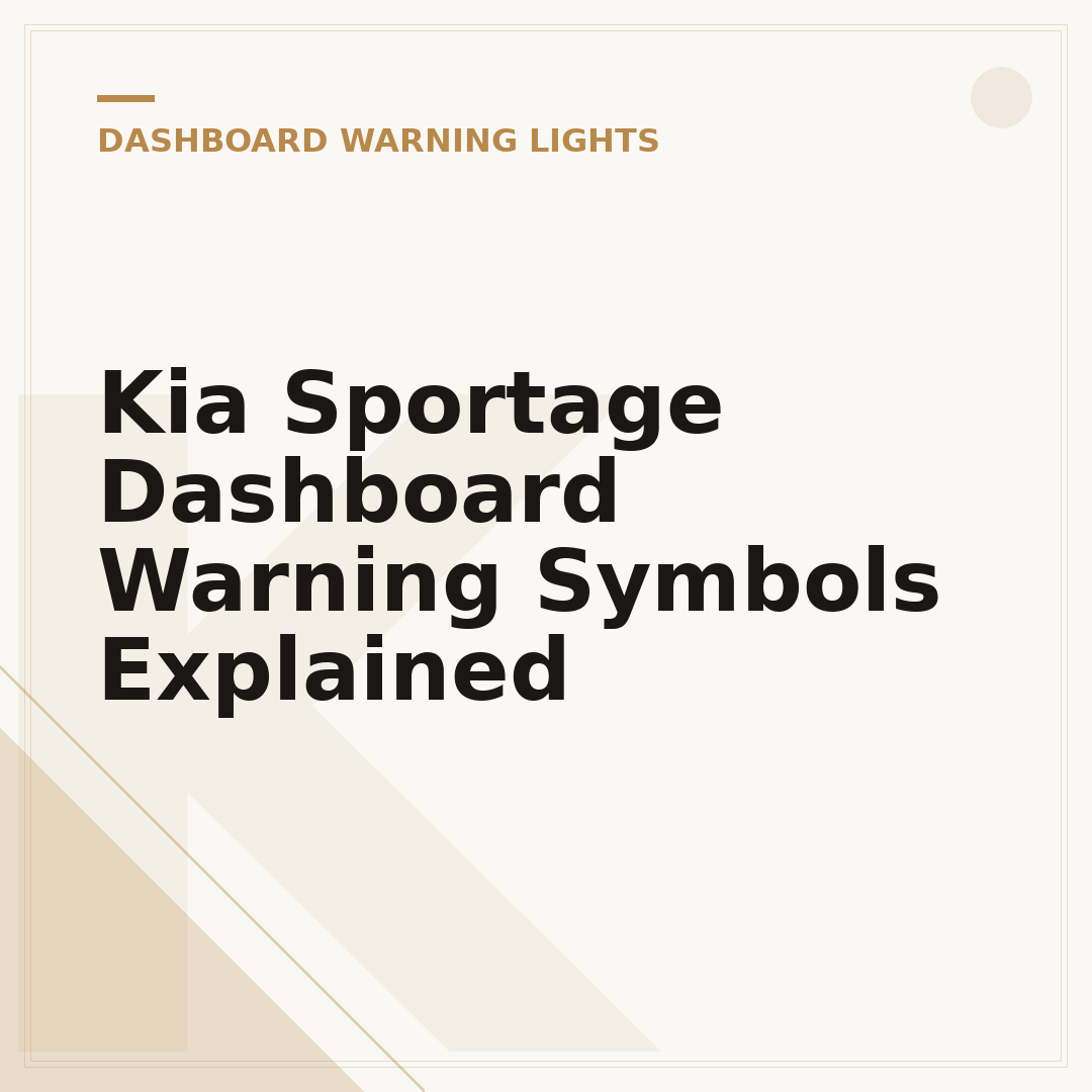 Kia Sportage Dashboard Warning Symbols Explained