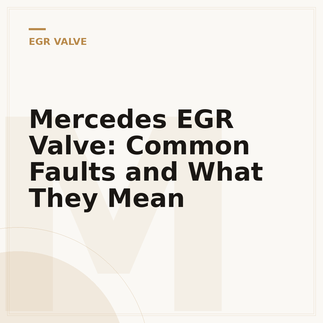 Mercedes EGR Valve: Common Faults and What They Mean