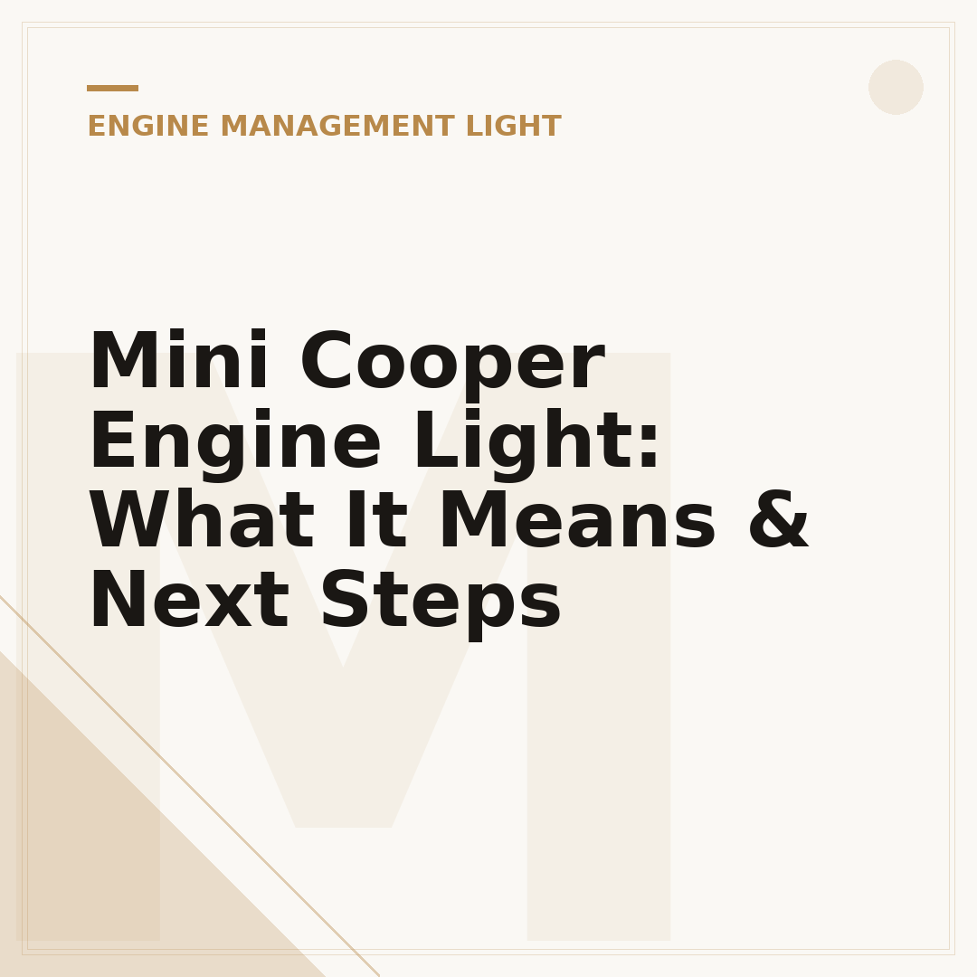 Mini Cooper Engine Light: What It Means & Next Steps