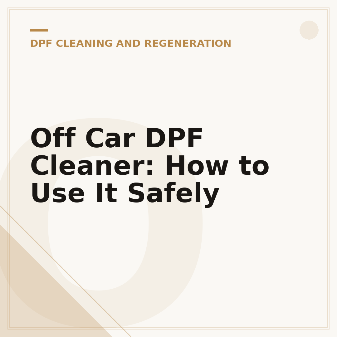 Off Car DPF Cleaner: How to Use It Safely