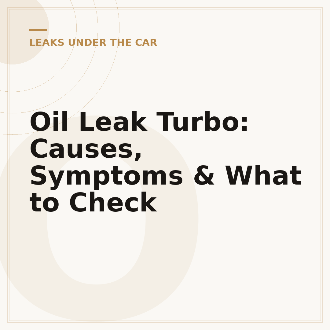 Oil Leak Turbo: Causes, Symptoms & What to Check