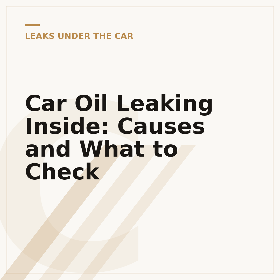 Car Oil Leaking Inside: Causes and What to Check