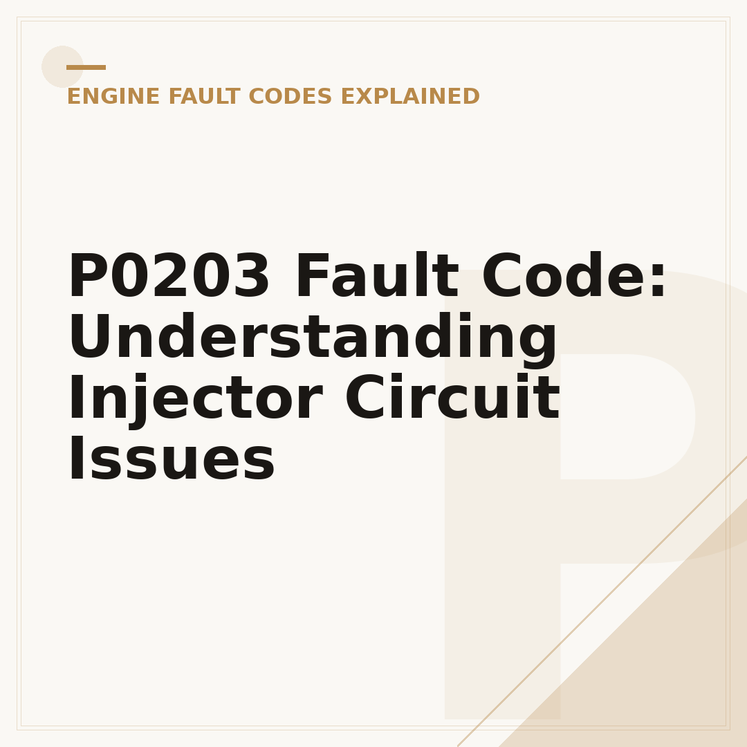 P0203 Fault Code: Understanding Injector Circuit Issues