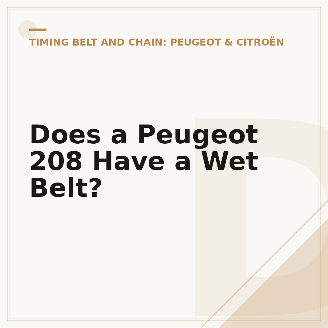 Does a Peugeot 208 Have a Wet Belt?