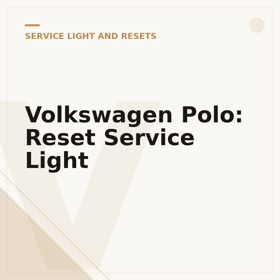 Volkswagen Polo: Reset Service Light