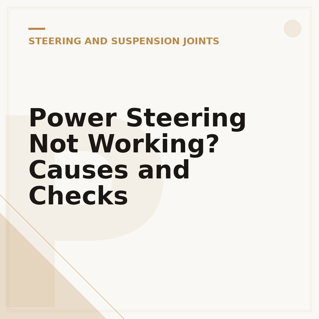 Power Steering Not Working? Causes and Checks