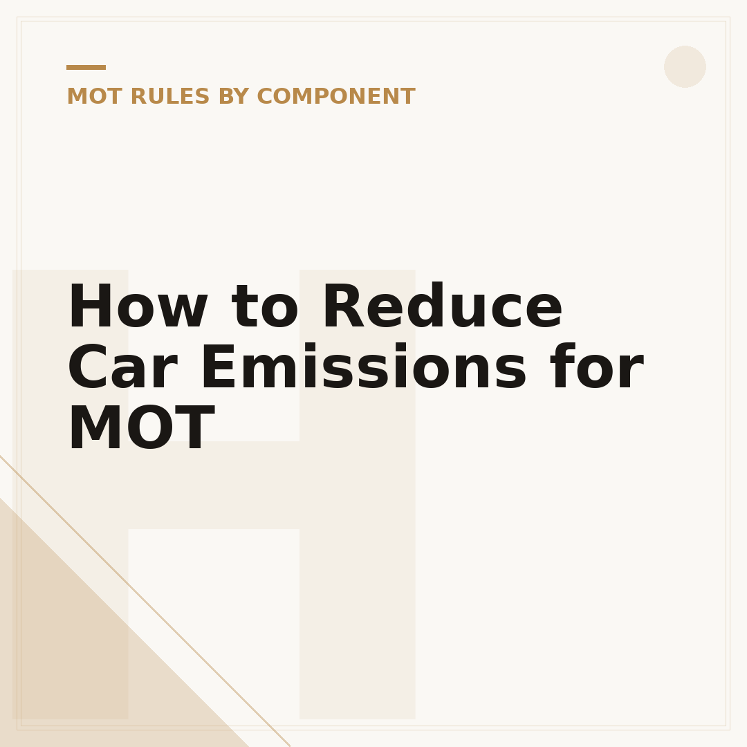 How to Reduce Car Emissions for MOT